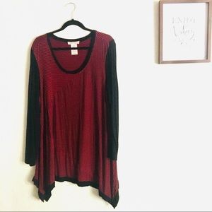 Philosophy Long Sleeve Striped Asymmetric Top